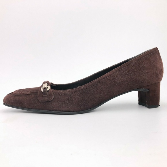 Stuart Weitzman Suede Horsebit Square Toe Pumps - Picture 3 of 8